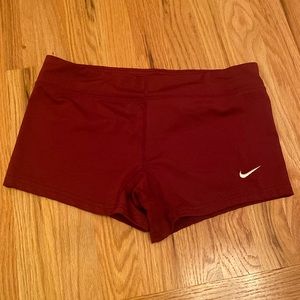 Maroon Nike spandex shorts